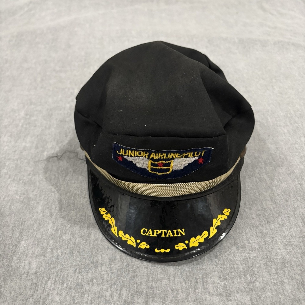 Weisman Novelty Junior Airline Pilot Captain Hat Black Gold Kids Costume Medium